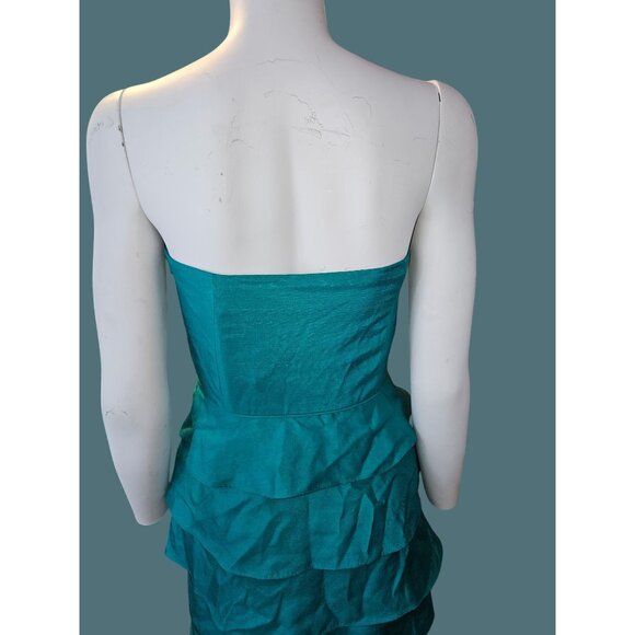 TAHARI Strapless Teal Ruffle Layered Cocktail Dress Women Size 4 - Picture 7 of 8